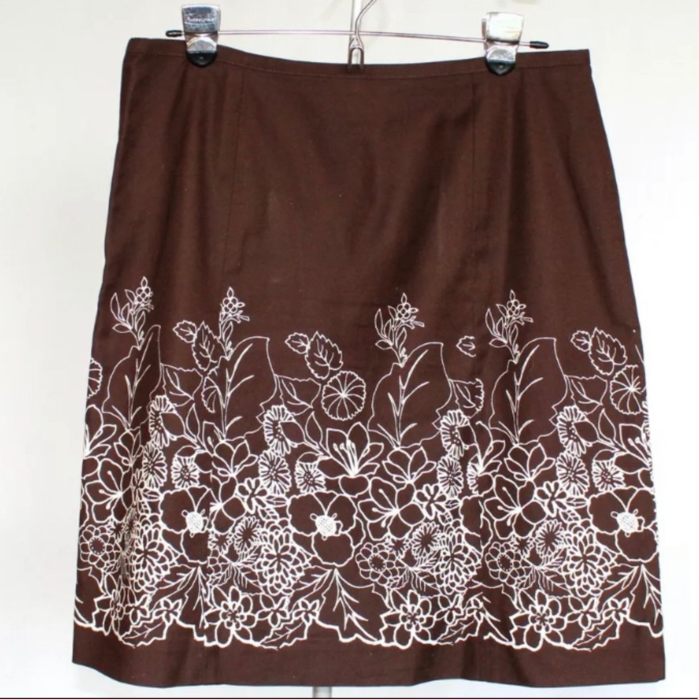 Harold's Dark Brown Skirt w/ Ivory Floral Skirt
